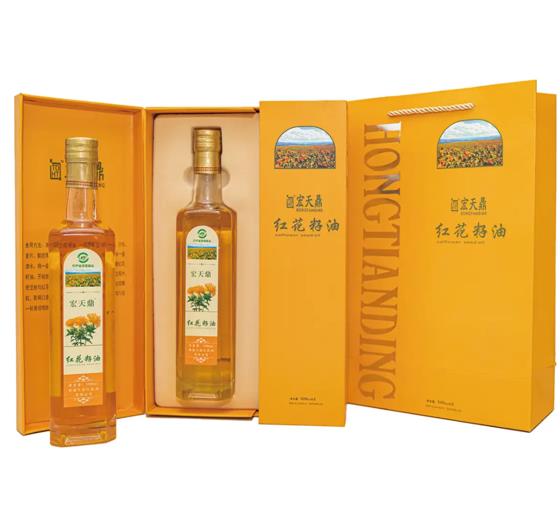 500mL玻璃臻装红花籽油礼盒