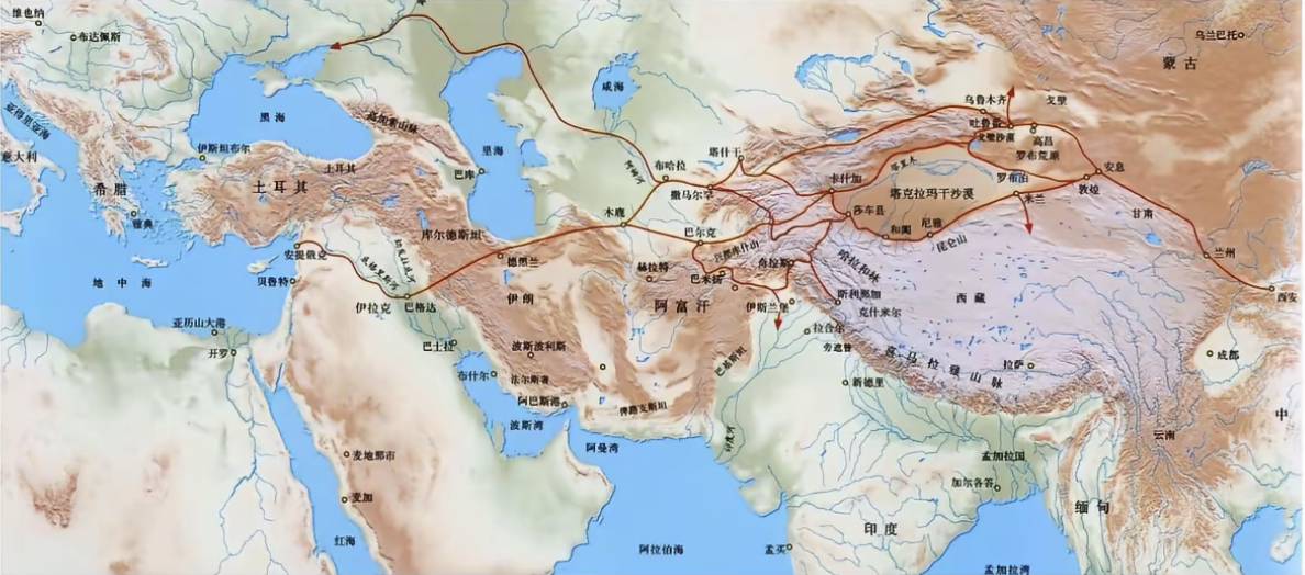 红花与丝绸之路历史图